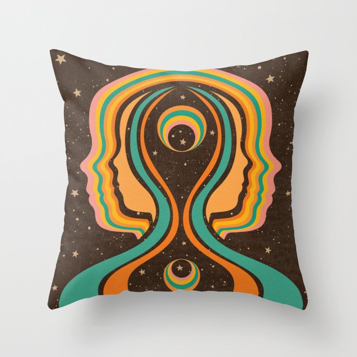 Look Within, Retro, Psychedelic, Mid Century Art Throw Pillow