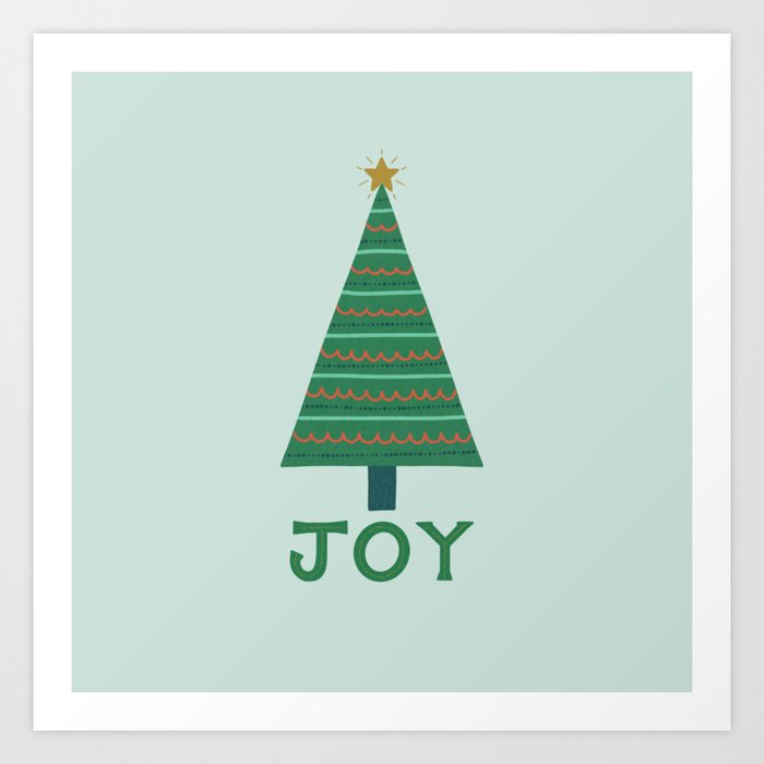 Joy Christmas Tree Art Print