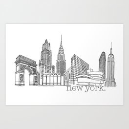 NYC Landmarks by the Downtown Doodler Art Print