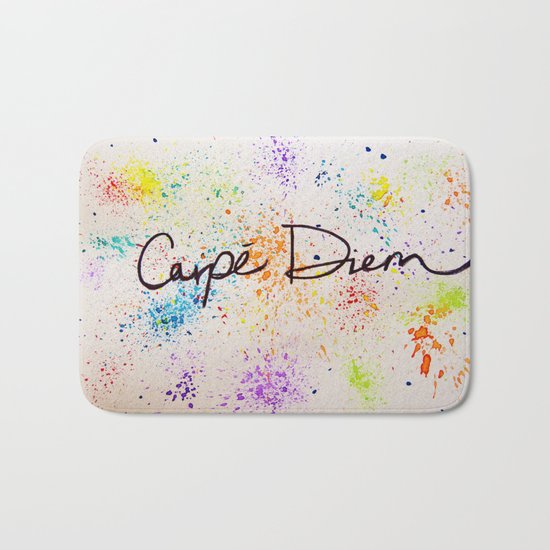 Carpe Diem Paint Splatter Bath Mat