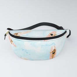 Surfers Fanny Pack | Curated, Surfers, Summer, Girls, Girl, Blue, Ocean, Watercolor, Pink, Tropical 