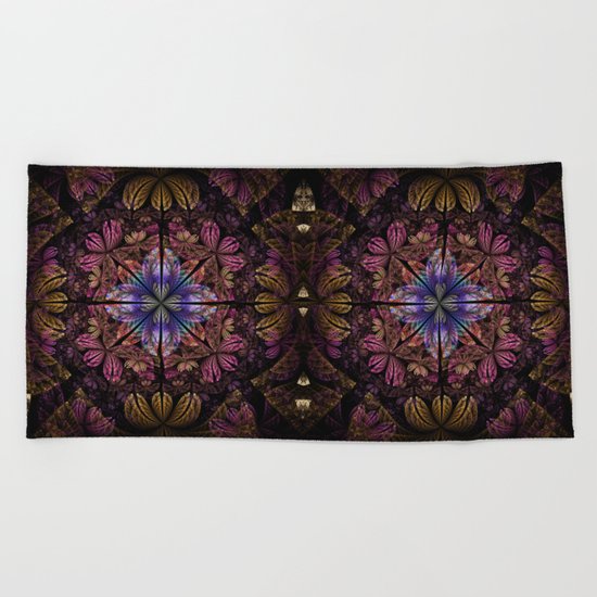 Flowers and petals in a breeze, fractal pattern abstract. Beach Towel