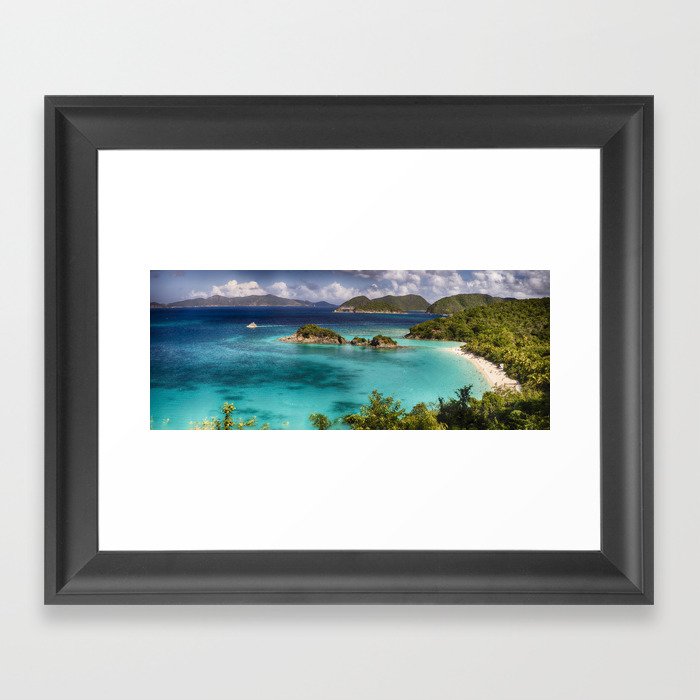 Panoramic View of a Beach with Turquoise Waters Framed Art Print