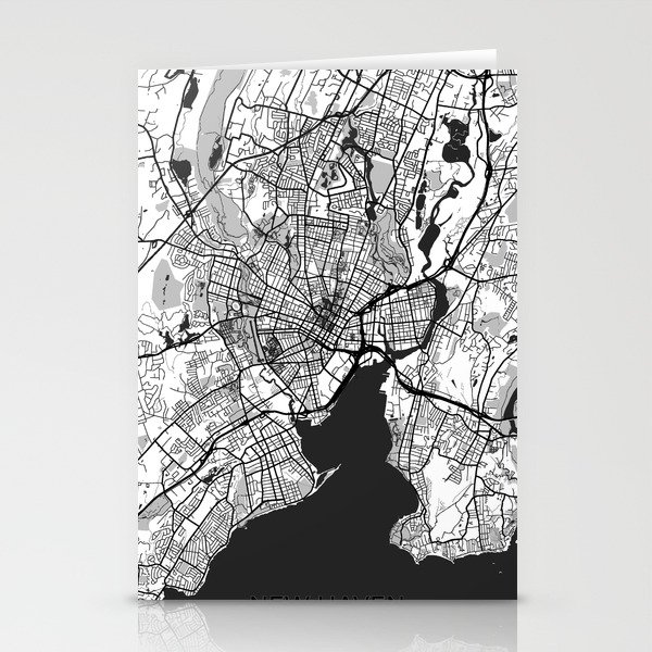 New Haven Map Gray Stationery Cards