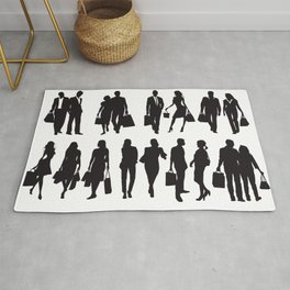 Shopping, black silhouettes and signs Area & Throw Rug