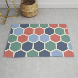 Hexagon: Hexagon Coral and Mint Pattern Rug | Mint, Geometric, Hexagon, Pastelshapes, Coral, Graphicdesign, Hexagonpattern, Pink, Coralandmint, Honeycombpattern 