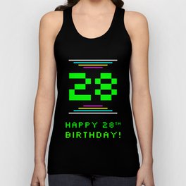 [ Thumbnail: 28th Birthday - Nerdy Geeky Pixelated 8-Bit Computing Graphics Inspired Look Tank Top ]