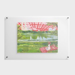 Gingham Sky Red Floating Acrylic Print