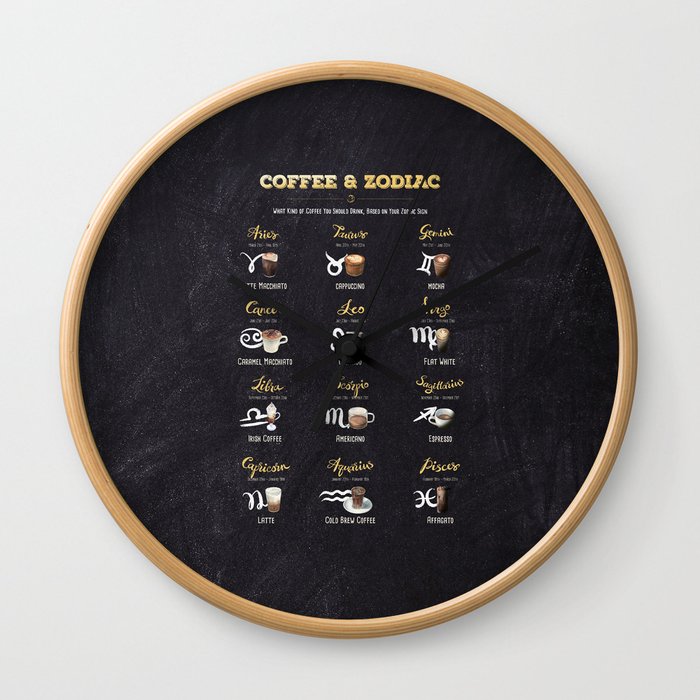 Coffee type and Zodiac sign #4 Wall Clock