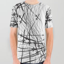 ABSTRACT BLACK LINE BURST. All Over Graphic Tee