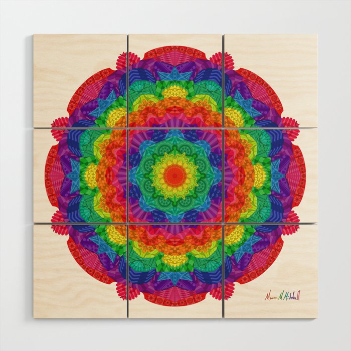 Rainbow Mandala 1 Wood Wall Art