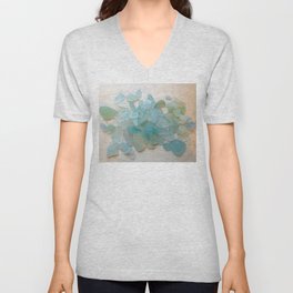 Ocean Hue Sea Glass V Neck T Shirt