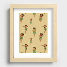 Hula Dancing Girls Pattern Recessed Framed Print