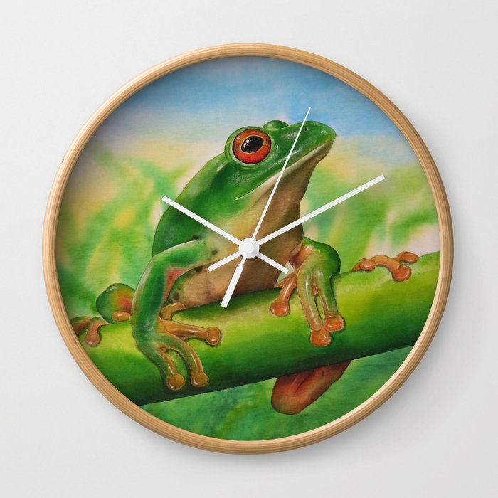 Green Treefrog Wall Clock