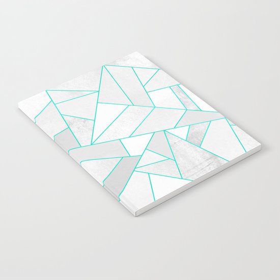 White Stone with Turquoise Lines Notebook