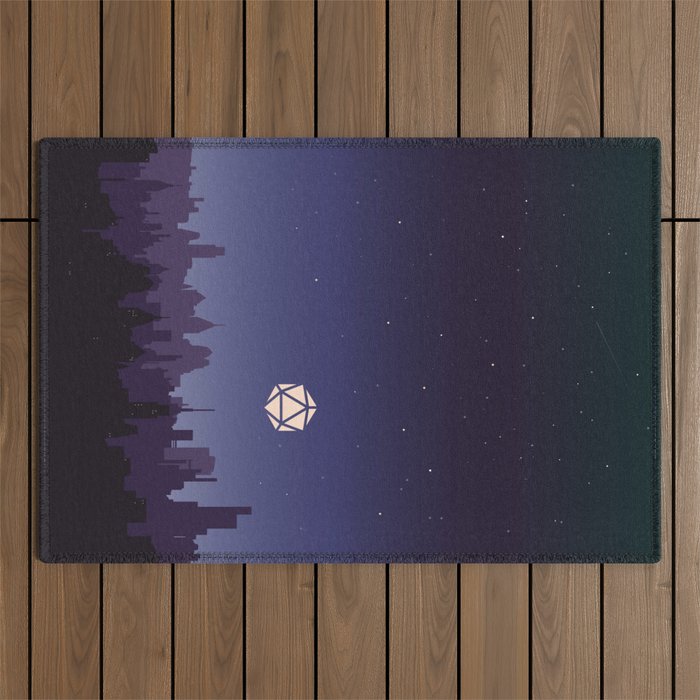 Midnight Game Map D20 Dice Moon Tabletop RPG Landscape Outdoor Rug