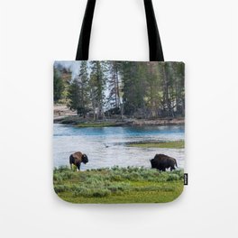 Yellowstone National Park Wyoming Buffalo Landscape Photography Tote Bag