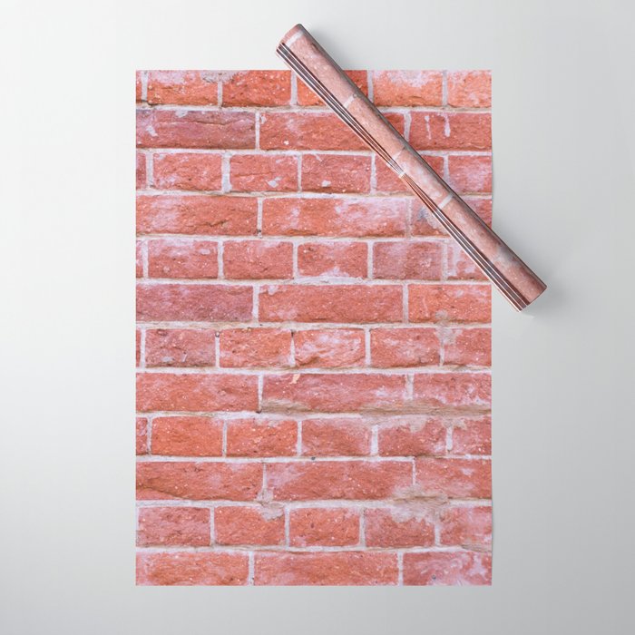 Orange and Brown grunge old brick wall abstract background texture pattern. Home or office building design Wrapping Paper