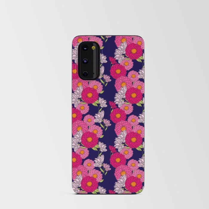 Retro Mums Mid-Century Modern Floral Wallpaper Mini Indigo Android Card Case