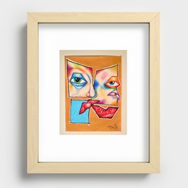 colorful abstract face Recessed Framed Print
