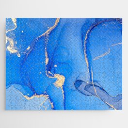 Atmospheric Blue + Gold Abstract Skyview Jigsaw Puzzle