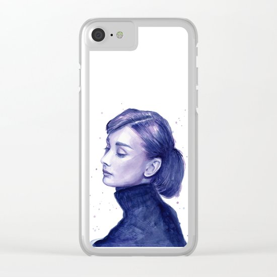 Audrey Hepburn Watercolor Portrait Clear iPhone Case