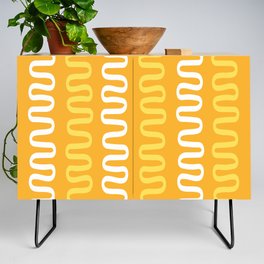 Abstract Shapes 235 in Mustard Yellow (Snake Pattern Abstraction) Credenza