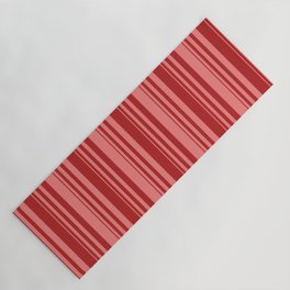 [ Thumbnail: Red and Light Coral Colored Striped/Lined Pattern Yoga Mat ]