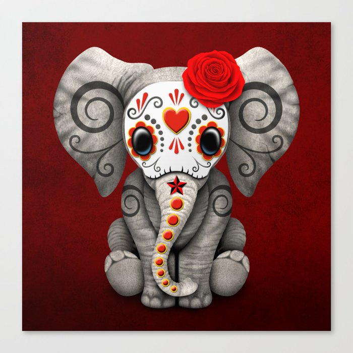 sugar skull elephant figurine