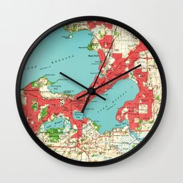 Vintage Map of Madison Wisconsin (1959) Wall Clock