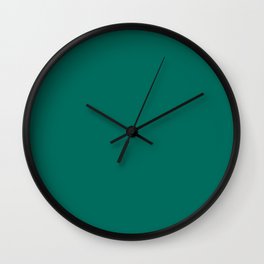 Dark Green Solid Color Pantone Shady Glade 18-5624 TCX Shades of Blue-green Hues Wall Clock