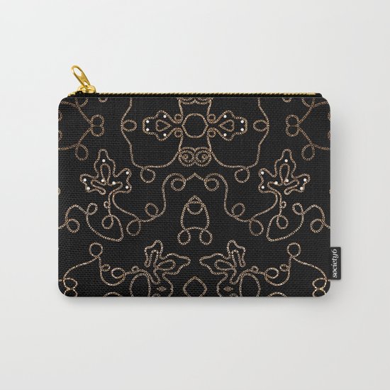 Elegant gold embellishments on black Carry-All Pouch
