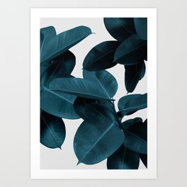 Indigo Blue Plant Leaves Art Print