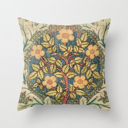 Floral Tapestry with Yellow Flowers Throw Pillow