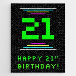 [ Thumbnail: 21st Birthday - Nerdy Geeky Pixelated 8-Bit Computing Graphics Inspired Look Jigsaw Puzzle ]