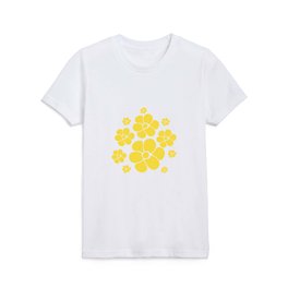 Flower Pattern - Lemon Yellow and White Kids T Shirt