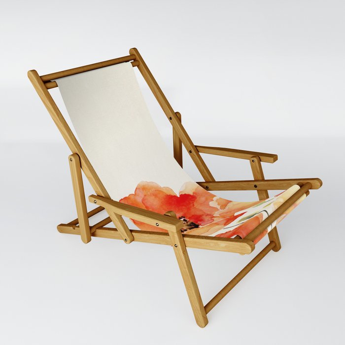 Poppy Flower Meadow- Floral Summer lllustration Sling Chair