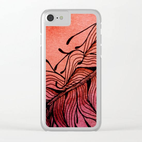 Doodled Autumn Feather 01 Clear iPhone Case
