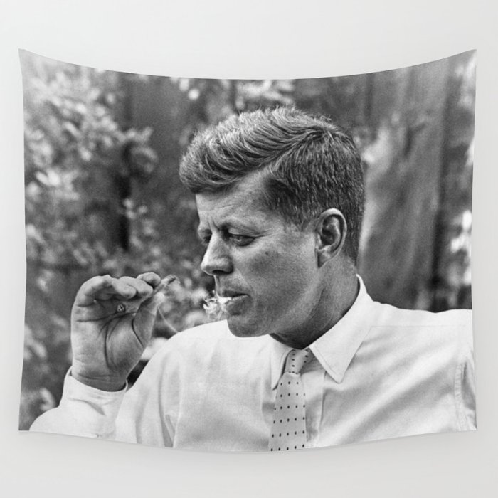 John F Kennedy JFK Smoking Marijuana Wall Tapestry by Great Prints