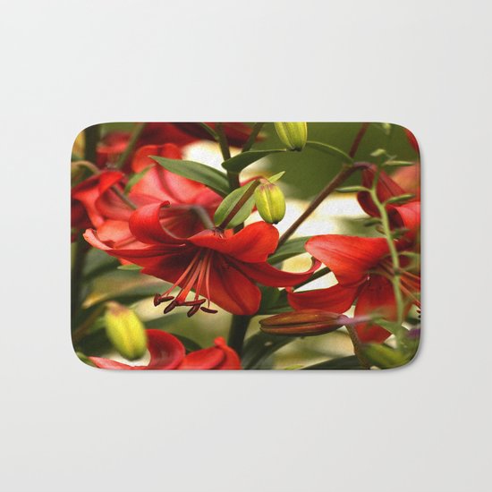 Red Lilies Bath Mat