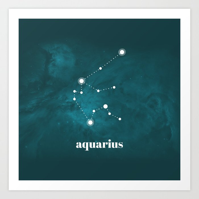 Astrology - Teal Aquarius Art Print