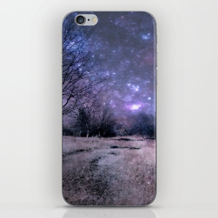 Purple cosmic winter landscape iPhone Skin