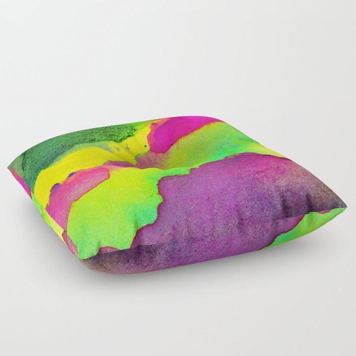 Abstract-Watercolor Lime Spirulina Floor Pillow