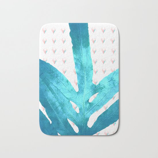 Pantone Rose Quartz Pink Fern Inverted Ice Blue Diamond Bath Mat