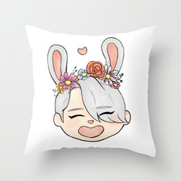 spring bunny victor Throw Pillow