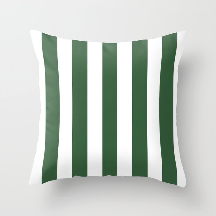Hunter Green Solid Color White Vertical Lines Pattern Throw