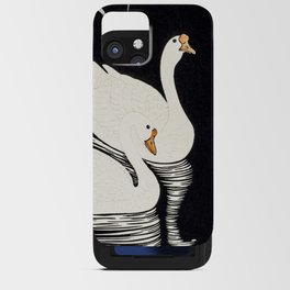 White Chinese Geese Swimming by Reeds by Ohara Koso iPhone Card Case