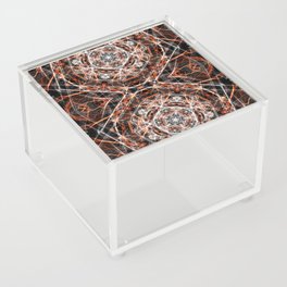 Liquid Light Series 56 ~ Orange & Grey Abstract Fractal Pattern Acrylic Box