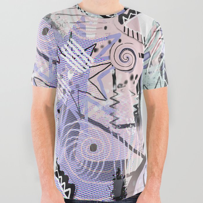 Limited Palette Contemporary Abstract All Over Graphic Tee