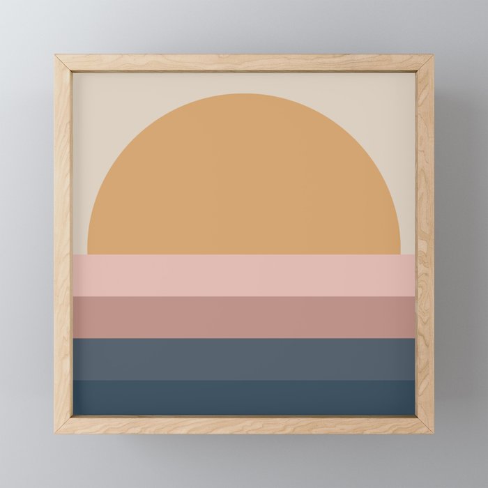 Minimal Retro Sunset Neutral Framed Mini Art Print By